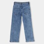Girls' Stonewashed Blue Flared Fit Buttoned Jeans, मध्यम नीला, small image number null