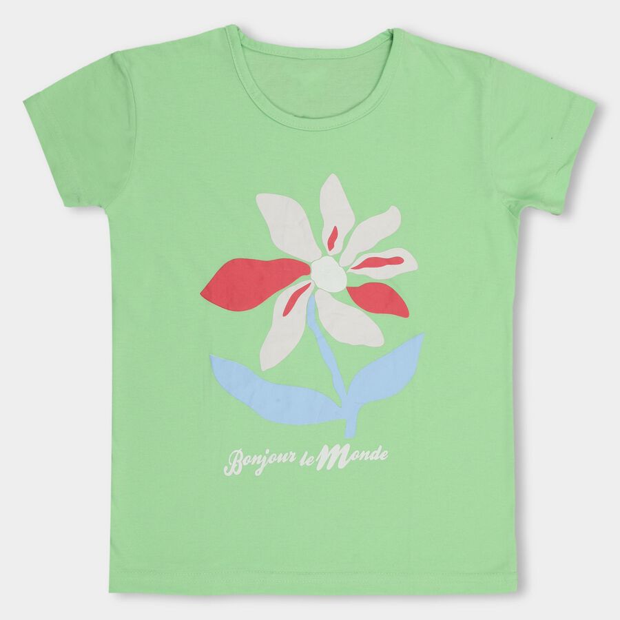 Girls' T-Shirt, हल्का हरा, large