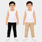 Boys White Cotton Round Neck Vest, सफ़ेद, small