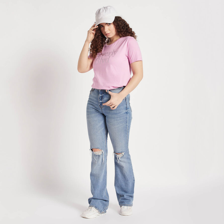 Round Neck T-Shirt, Pink, large image number null