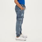 Boys' Stonewashed Blue Cargo Fit Jogger Jeans, हल्का नीला, small image number null