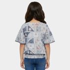 Girls Light Grey Round Neck Casual T-Shirt, Light Grey, small