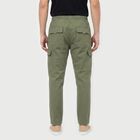 Men's Olive Green Regular Fit Cargo Jogger, गहरा हरा, small