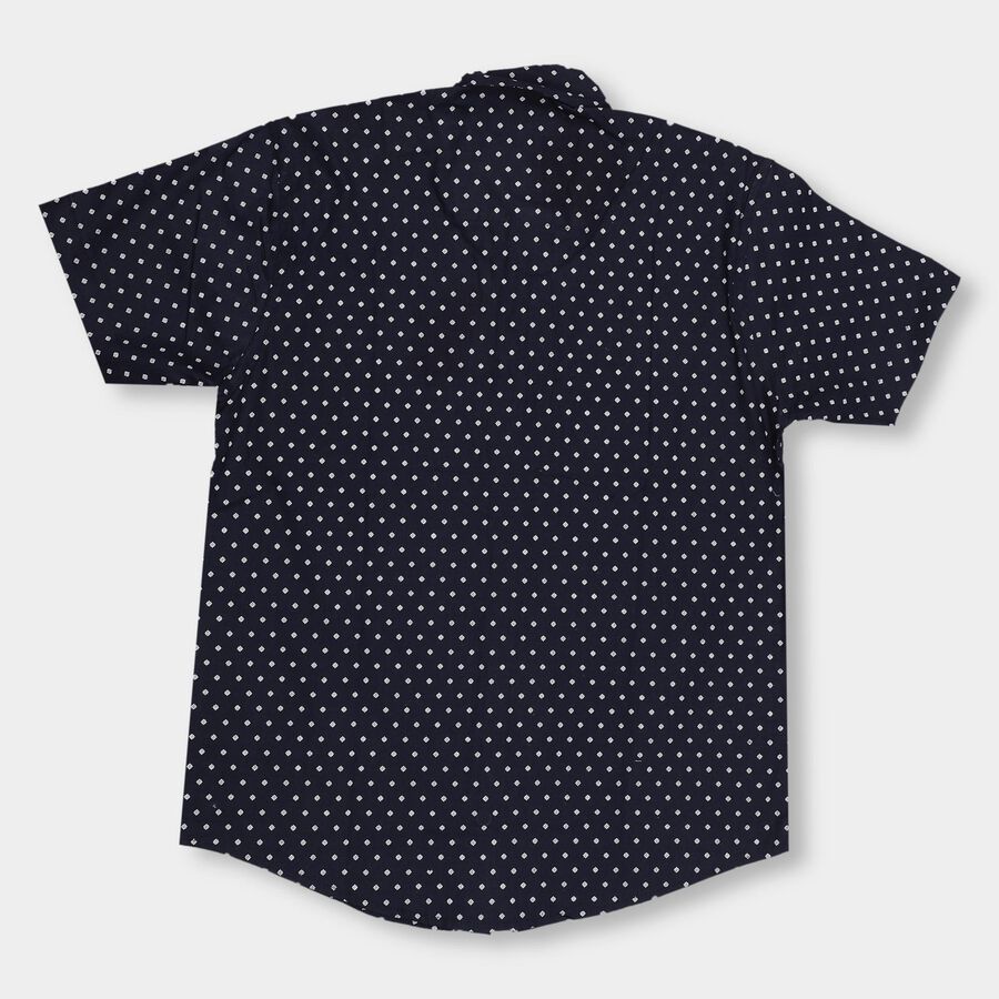 Boys' Deep Midnight Navy Blue Cotton Classic Casual Shirt, Navy Blue, large image number null