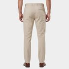 Men's Beige Slim Fit Flat-Front Casual Trousers, Beige, small