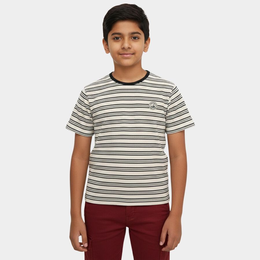 Boys' Olive Green Crew Neck Graphic Printed T-Shirt, ओलिव, large
