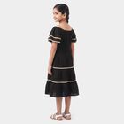 Girls' Black Off Shoulder Fit and Flare Dress, Black, small