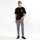 Men's Jet Black Cotton Round Neck Casual T-Shirt, काला, small
