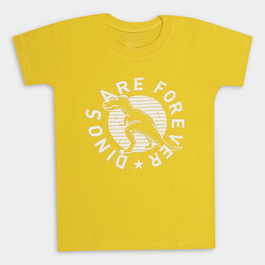 Boys' Half Sleeves T-Shirt , पीला, large