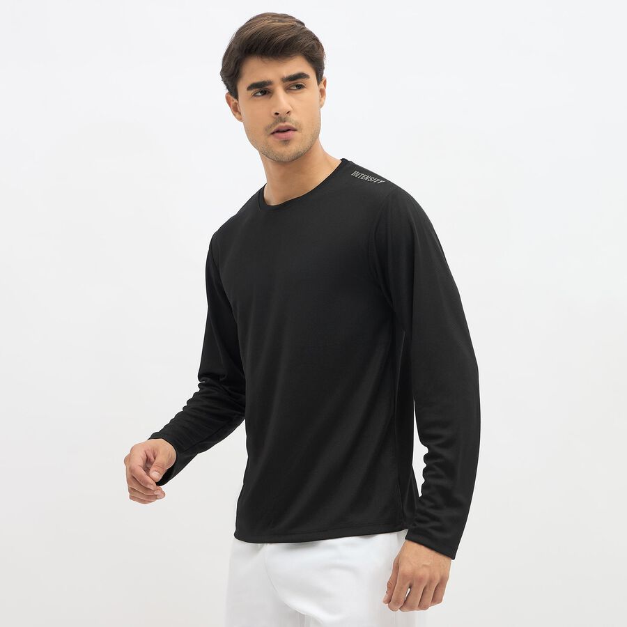 Men's Jet Black Crew Neck Athleisure T-Shirt, Black, large image number null