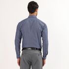Men's Deep Midnight Navy Blue Button Down Slim Fit Formal Shirt, Navy Blue, small image number null