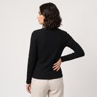 Women's Black Cotton Blend High Neck Regular Top, Black, small