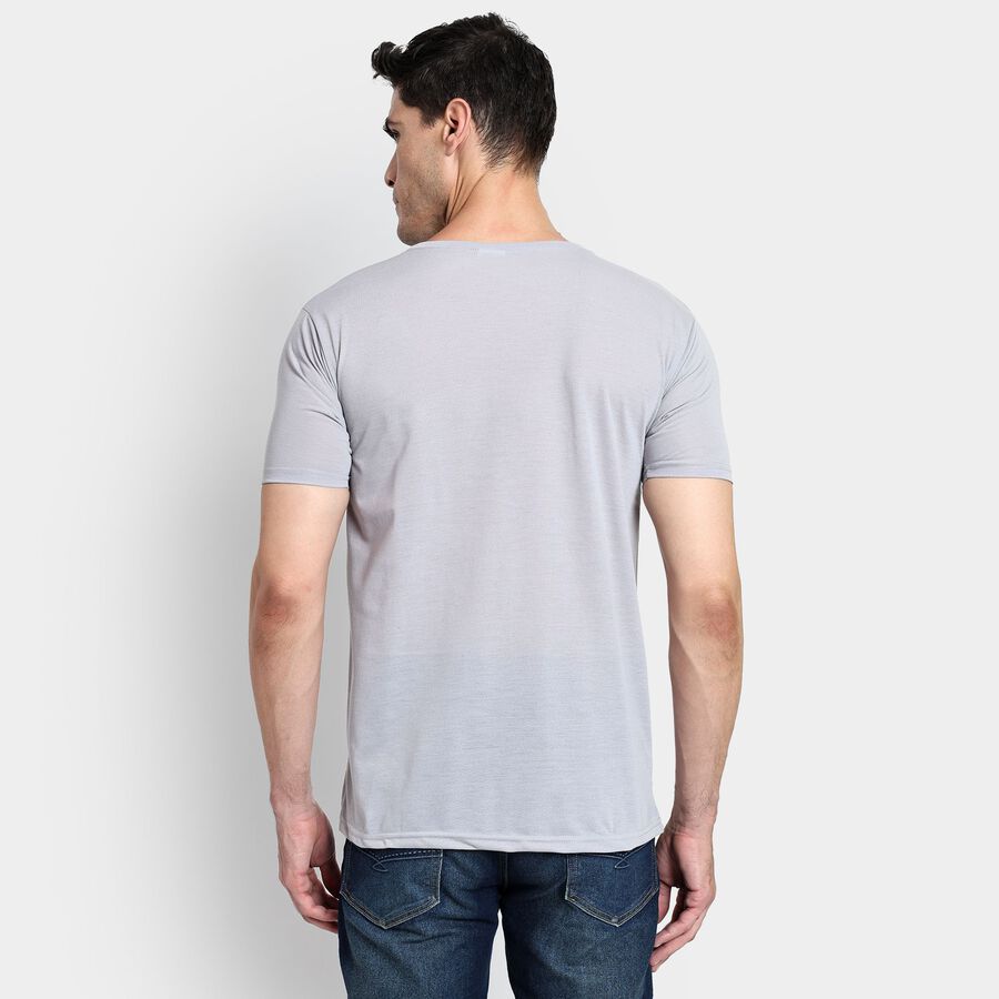 Men's Round Neck Half Sleeves T-Shirt, हल्का ग्रे, large image number null
