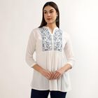 Women's White Round Neck Straight Kurti, White, small