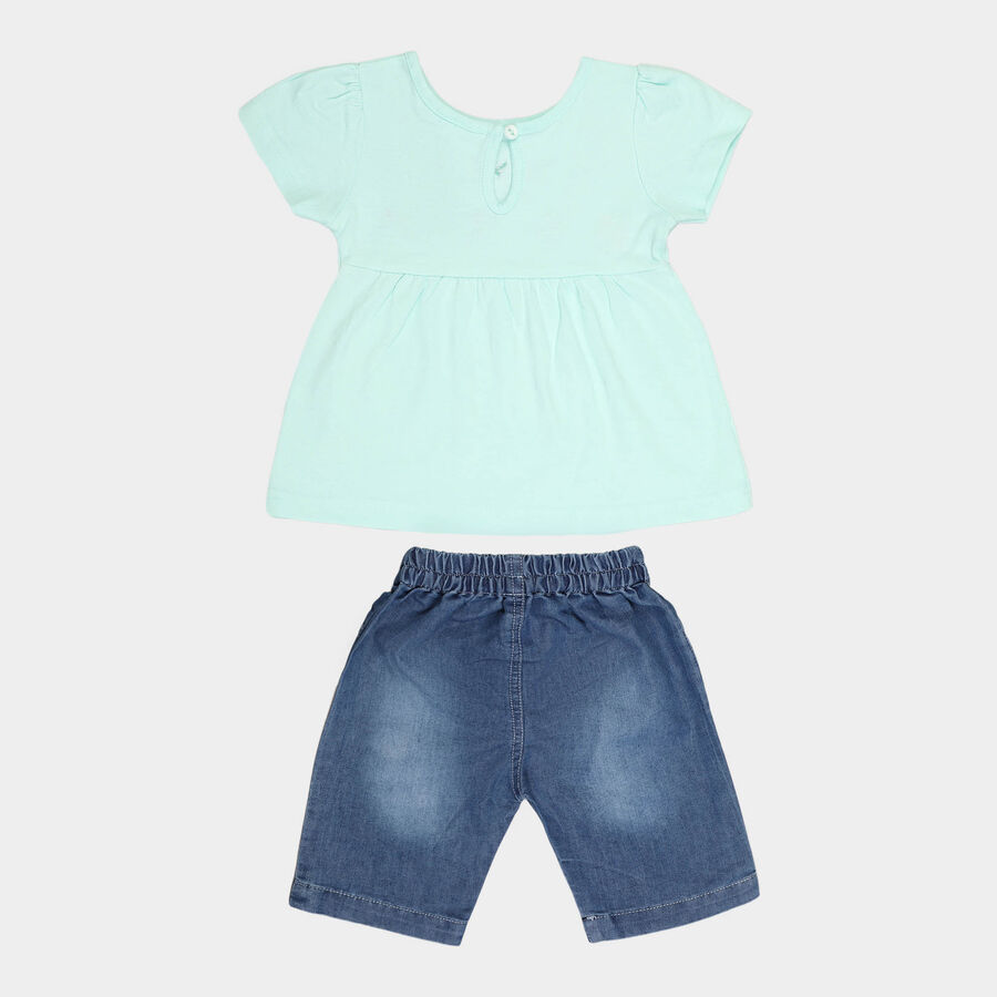 Infants Cotton Capri Set, Light Green, large image number null