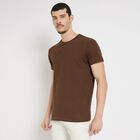 Men's Round Neck Half Sleeves T-Shirt , Brown, small image number null