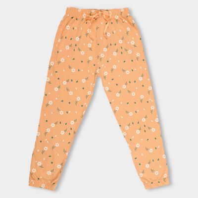 Girls' Peach Floral Printed Jogger Pyjama