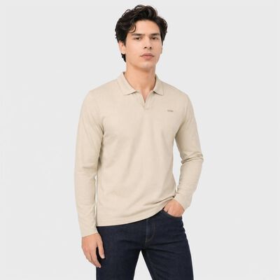 Men's Beige Polo Neck Polo T-Shirt