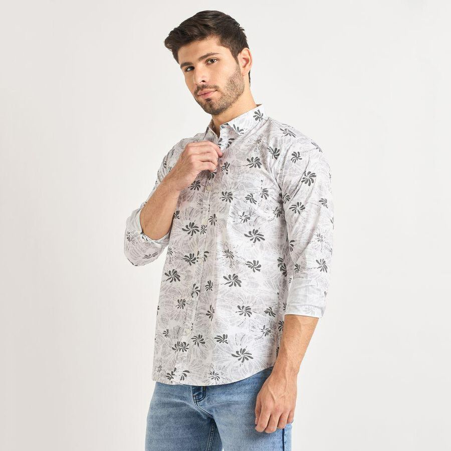 Men's 100% Cotton Casual Shirt , Light Grey, large image number null