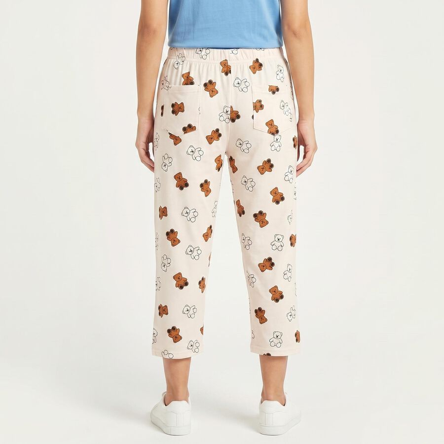 Women's Peach Straight Fit Printed Capri, पीच, large