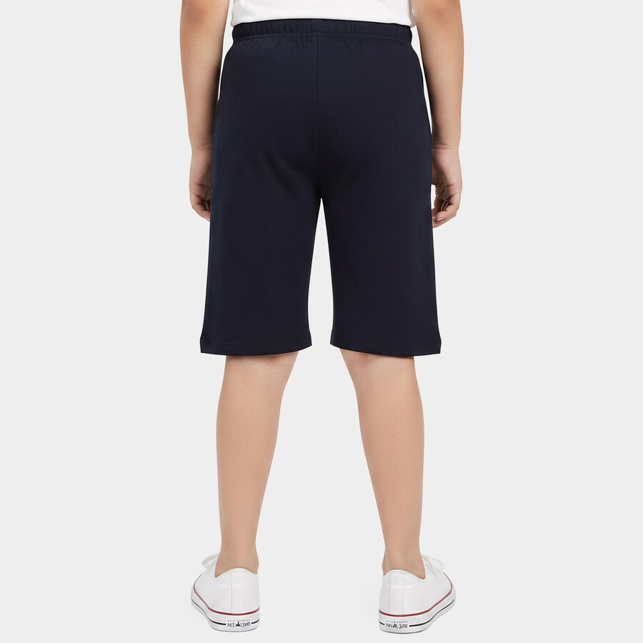 Boys' Navy Blue Regular Fit Graphic Print Jamaican Shorts, नेवी ब्लू, large