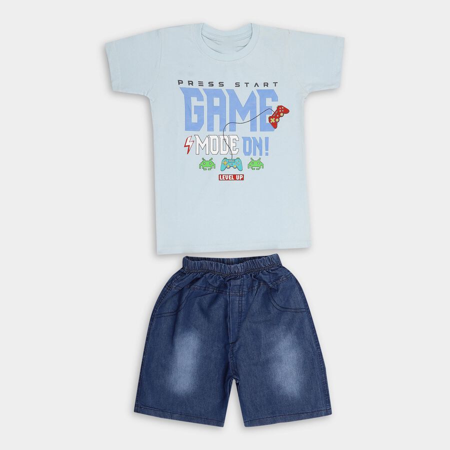 Boys' 100% Cotton Woven Baba Suit, हल्का नीला, large image number null