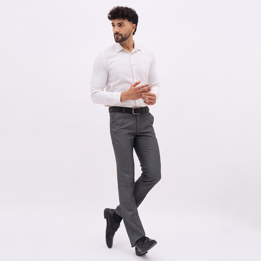 Men's Slim Fit Formal Trousers, Dark Grey, large image number null