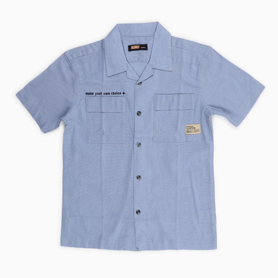 Boys' Casual Shirt, Mid Blue, large image number null