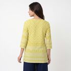 Women's Yellow Round Neck Tie-Up Printed Kurti, पीला, small