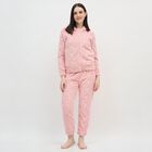 Women's Soft Pink Textured Fleece Hooded Pyjama, Light Pink, small image number null