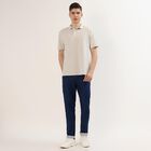 Men's Off-White Polo Neck Textured T-Shirt, Off White, small