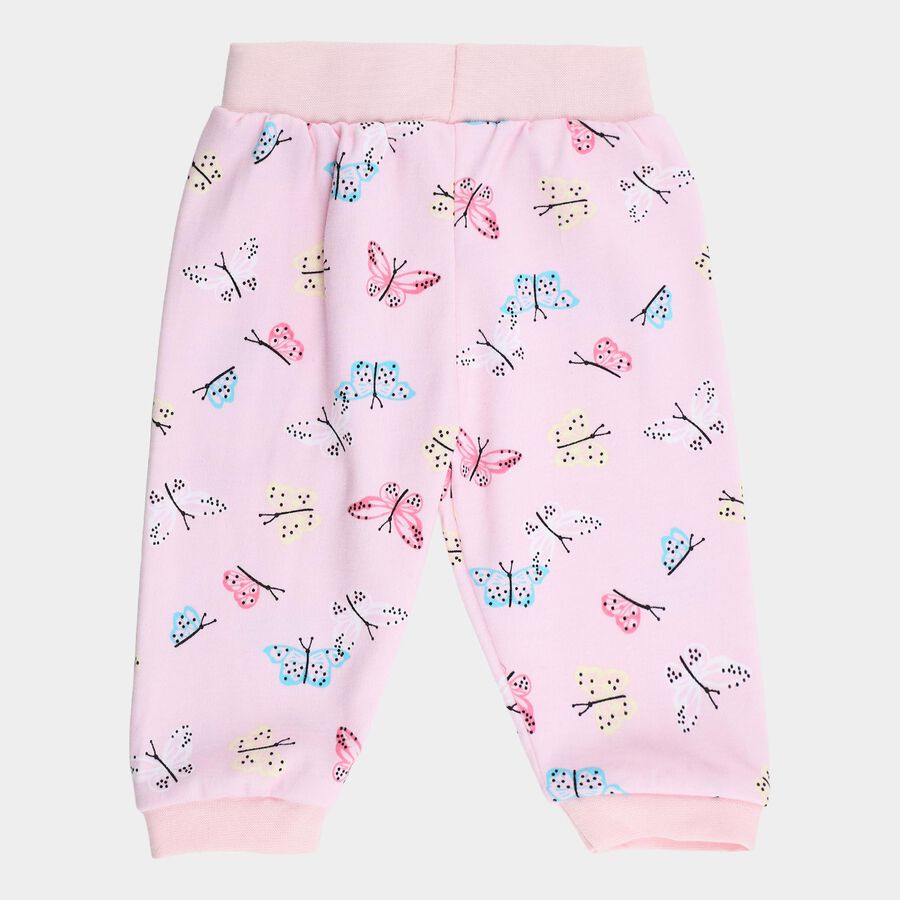Infants Pink Regular-fit Butterfly Printed Pyjama, हल्का गुलाबी, large