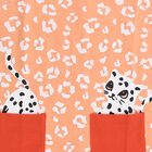 Girls' Peach Animal Print A-Line Frock with Patch Pockets, Light Pink, small