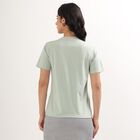 Women's Light Sage Green Round Neck Casual T-Shirt, Light Green, small