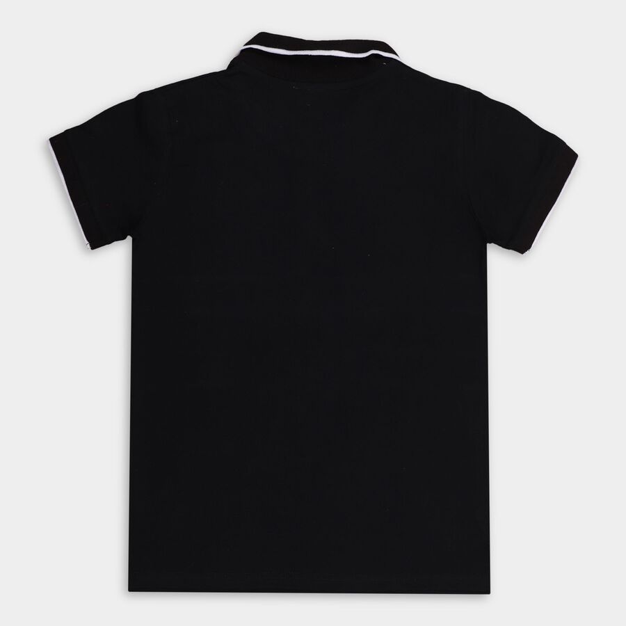 Boys' 100% Cotton Half Sleeves T-Shirt, काला, large image number null