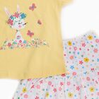 Infants' Bright Yellow Cotton Puff Sleeve Top and Floral Skirt Set, Yellow, small image number null