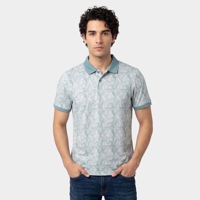 Men's Light Blue Cotton Polo Neck Polo T-Shirt