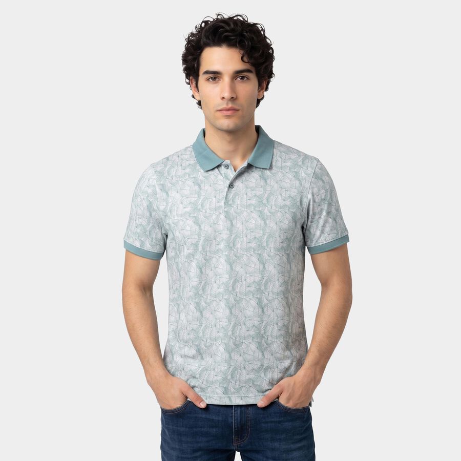 Men's Light Blue Cotton Polo Neck Polo T-Shirt, Light Blue, large