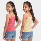 Girls' Yellow Cotton Scoop Neck Waistcoat Vest, पीला, small