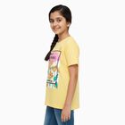 Girls Bright Yellow Cotton Round Neck Casual T-Shirt, पीला, small image number null