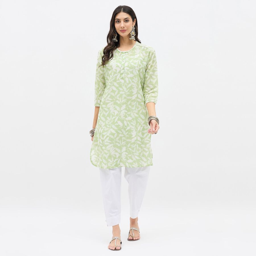 Ladies' 100% Cotton Kurta, Light Green, large image number null
