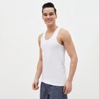 Men's White Cotton Sleeveless Vest, सफ़ेद, small image number null