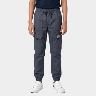Boys Blue Cotton Regular Fit Trousers