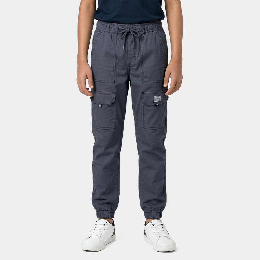Boys Blue Cotton Regular Fit Trousers, हल्का नीला, large