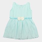 Infants' Mint Green Fit and Flare Floral Applique Frock, हल्का हरा, small