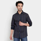 Cotton Stripes Casual Shirt, Dark Blue, small image number null