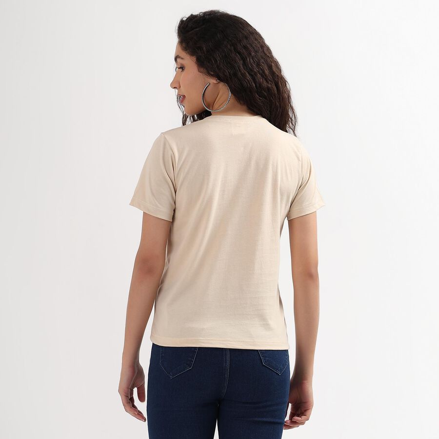 Ladies' Round Neck T-Shirt , Beige, large image number null