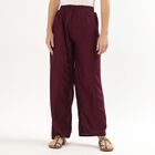Women's Ivory Regular Fit Solid Palazzos, वाइन, small image number null