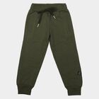 Boys Olive Green Jogger Solid Cotton Blend Pyjama, Olive, small