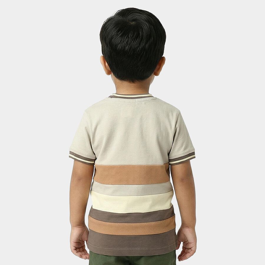 Boys Brown Cotton Round Neck Casual Boys T-Shirt, भूरा, large